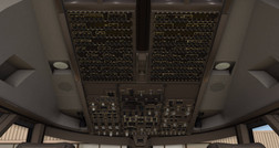 X-Plane 11 - Panneau supérieur par défaut du Boeing 747 (source: Laminar Research).
