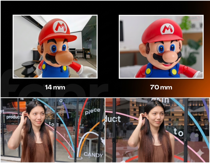 La différence de distorsion est énorme - zoom 1x (à gauche) contre zoom 3x (à droite).