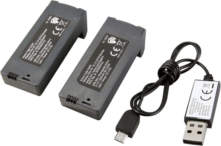 Deux batteries rechargeables sont fournies