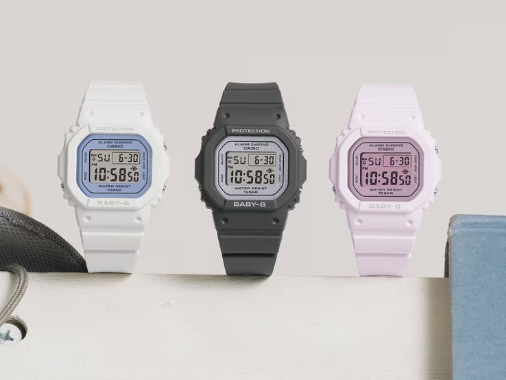 De gauche à droite : les montres Casio Baby-G BGD-565SC-2B, BGD-565SC-1 et BGD-565SC-4B