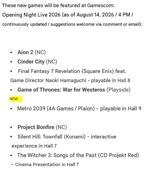 Programme de la Gamescom 2026 avec une démo jouable de Final Fantasy 7 Revelation