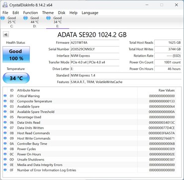 ADATA SE920 fonctionne avec PCIe 4.0 x4