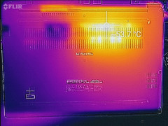 Latitude 13 7380 : profil thermique, dessous (sollicitations maximales).