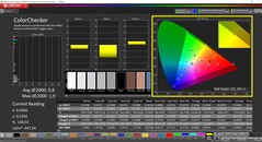 CalMAN ColorChecker (profil : P3 Photography, espace colorimétrique cible : P3)