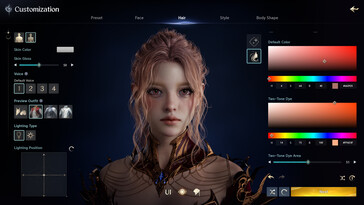 Sur l’image : l’outil de création de personnage dans AION 2.