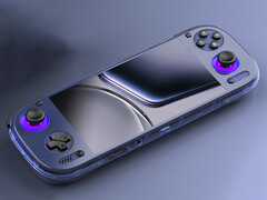 Il semble que l&#039;Odin 3 n&#039;aura pas de port Micro HDMI. Photo : la console de jeu en bleu transparent (Source de l&#039;image : AYN - édité)