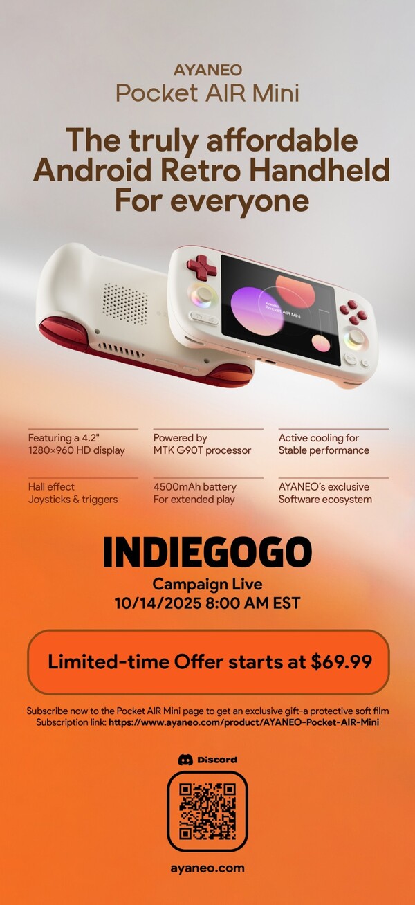 L'Ayaneo Pocket Air Mini sera disponible sur Indiegogo. (Source de l'image : Ayaneo)