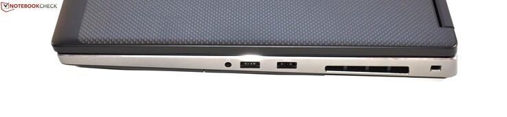 Côté droit : jack 3,5 mm, 2 USB A 3.0, verrou de sécurité Noble.