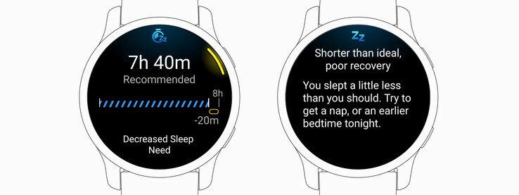 Exemples de Garmin Sleep Coach. (Source de l'image : Garmin)