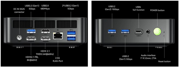 Les interfaces externes du GMKtec NucBox K17 (Source : GMKtec)