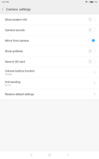 Xiaomi Mi Pad 4 - Réglages de l'appareil photo.