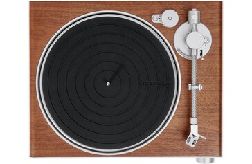 Le placage en noyer du socle lui confère un aspect élégant (Source : Victrola)