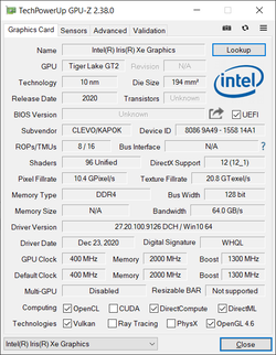 GPU-Z : Iris Xe Graphics G7