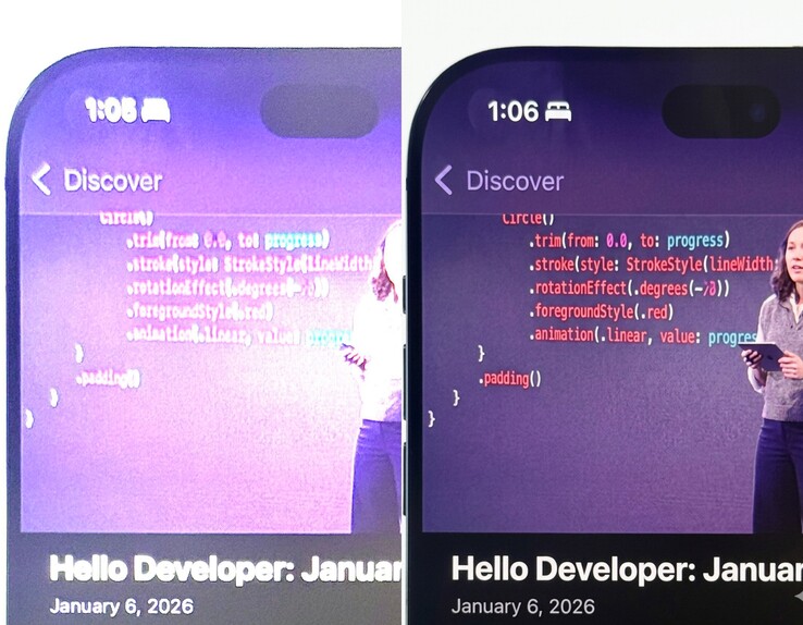 La fuite du prototype présumé de l'iPhone 18 Pro (à gauche) correspond aux fuites récentes d'un Dynamic Island plus petit - mais il faut tout de même faire preuve de scepticisme.