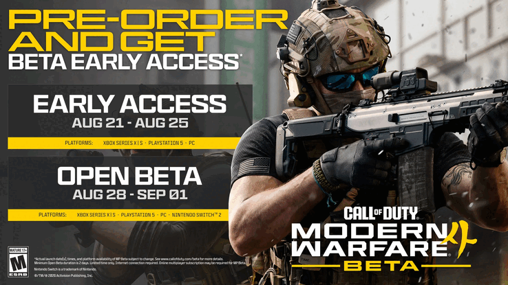 Calendrier de l'accès anticipé et de la bêta ouverte pour Call of Duty : Modern Warfare 4.