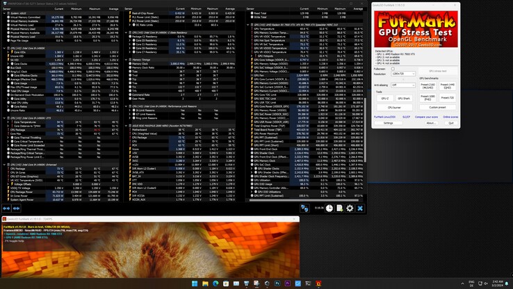 Test de stress FurMark (PT, 100%, Performance BIOS)