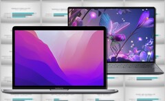 Le MacBook Pro 13 avec M2 de 2022 Apple a utilisé son avantage ARM contre le Dell XPS 13 Plus. (Image source : Apple, Dell, Max Tech - édité)