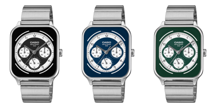 De gauche à droite : les montres Casio MTP-M307D-1BV, MTP-M307D-2BV et MTP-M307D-3BV. (Source de l'image : Casio, édité)