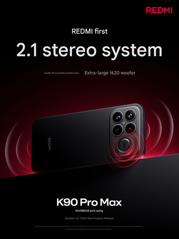 Le système de haut-parleurs 2.1 du Redmi K90 Pro Max (Image source : Xiaomi - machine translated)