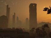 Redrock au coucher du soleil avec un avion à décollage vertical au-dessus de la tête (Source de l'image : Build A Rocket Boy)