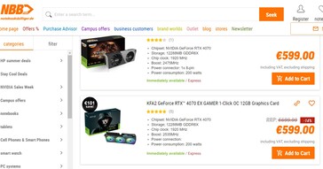 les modèles RTX 4070 à 599 € sur Notebooksbilliger. (Source : Notebooksbilliger)