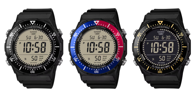 De gauche à droite : les montres Casio AE1700H-1AV, AE1700H-1A2V et AE1700H-1BV. (Source de l'image : Casio)