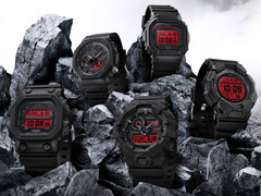 Les 5 montres de la série Casio Black and Bold Red sont représentées sur l'image. (Source de l'image : Casio)