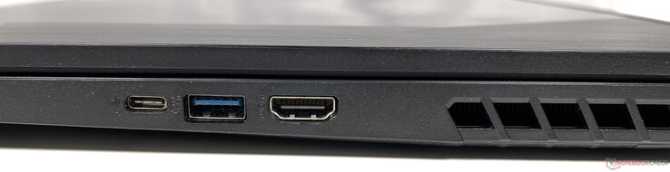 Côté droit : un port USB 3.2 Gen 2 Type-C, un port USB 3.2 Gen 2 Type-A (Power Delivery), sortie HDMI 2.0