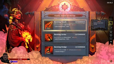 Une image représentant plusieurs armes et un personnage dans Sworn.