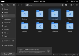 L'application de fichiers offre désormais une recherche globale et une barre de progression détaillée lors de la copie (Image : GNOME).