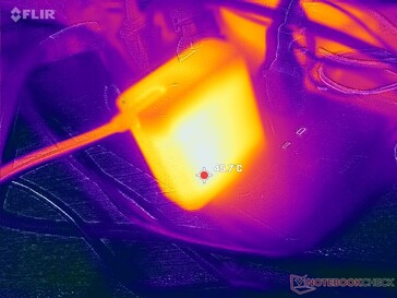 L'adaptateur CA atteint plus de 46 °C lorsque les charges sont élevées