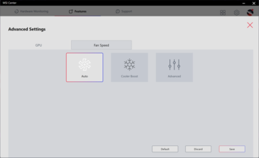 Le mode Performances extrêmes comporte un sous-menu pour les options Cooler Booster, Manual et GPU overclocking