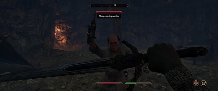Le nouveau système de blocs s'intègre parfaitement aux combats - heureusement. L'assistant du forgeron nous veut du mal. (Source de l'image : The Elder Scrolls IV : Oblivion Remastered)