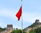 Le drapeau chinois avec la Grande Muraille de Chine en arrière-plan