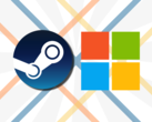 Si la fuite est avérée, les titres Steam pourraient être disponibles dans le Microsoft Store grâce à un lien backend. (Source de l'image : Steam, Microsoft - édité)
