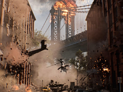 Une capture d'écran de la bande-annonce de Battlefield 6 montrant le pont de Manhattan à Brooklyn (source d'image : SteamDB)