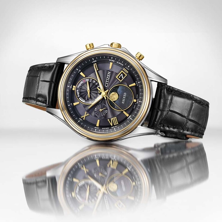 Vue oblique de la montre Citizen Exceed Mid-Autumn Moon BY1025-17E