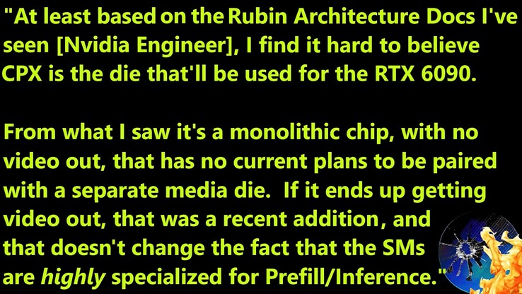 Il est peu probable que le GPU Rubin CPX de Nvidia alimente la RTX 6090. (Source de l'image : Moore's Law Is Dead sur YouTube)