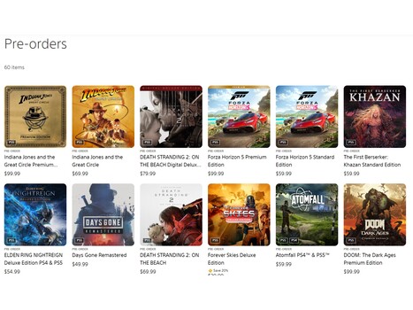 Classement des précommandes sur le PlayStation Store (Source : capture d'écran, PlayStation Store)