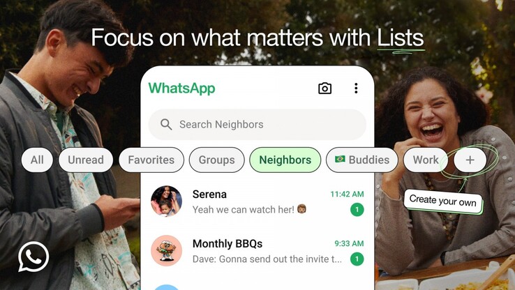 La dernière fonction de listes personnalisées de WhatsApp. (Source de l'image : WhatsApp)