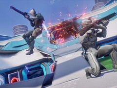 Deux factions de Splitgate 2 engagées dans un combat. (Source de l'image : Steam)