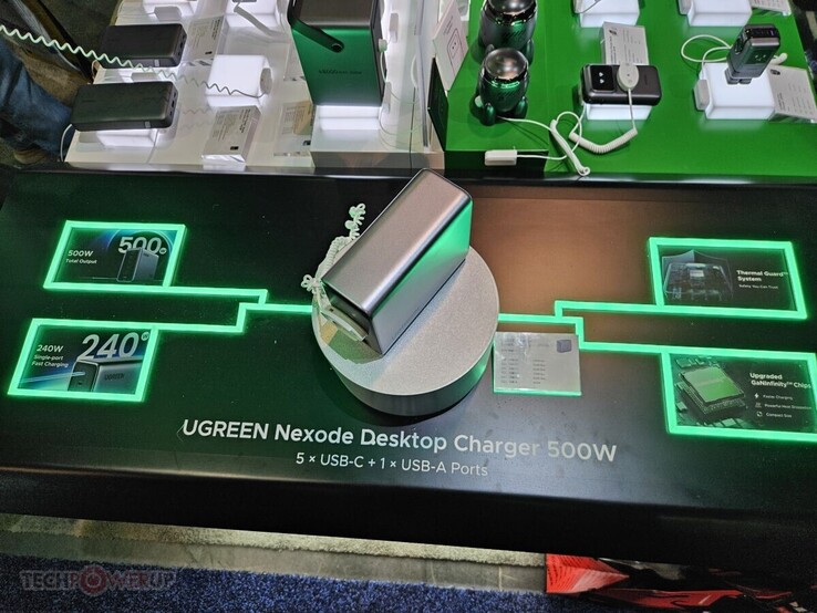 Le chargeur Nexode de 500 watts peut fournir 240 watts à partir d'un seul port USB-C. (Source de l'image : TechPowerUp)