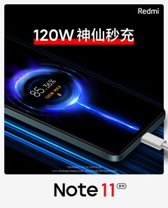 La charge filaire de 120 W est l'une des caractéristiques prévues pour la série Redmi Note 11. (Image source : Xiaomi - édité)