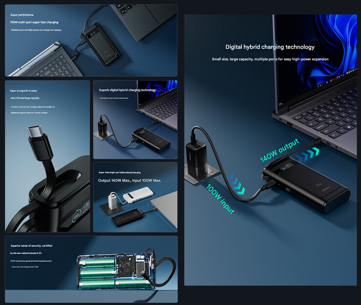 Principales caractéristiques du power bank (Image source : Lenovo - machine translated)