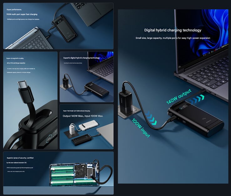 Principales caractéristiques du power bank (Image source : Lenovo - machine translated)