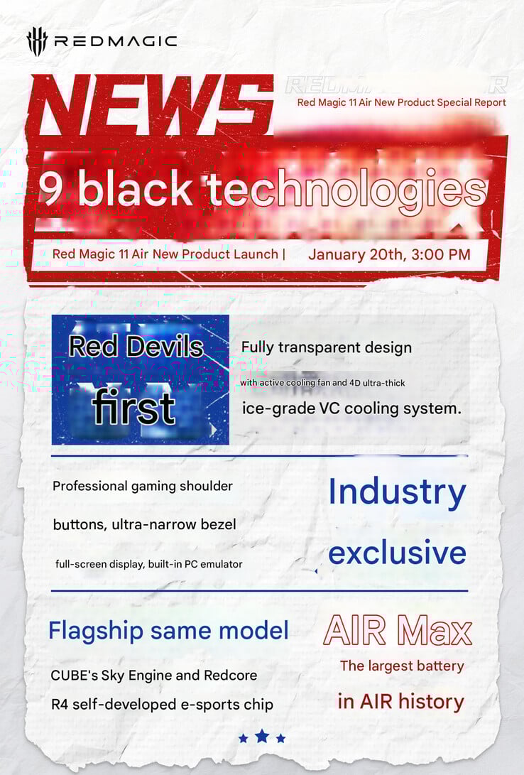 Les neuf technologies de pointe du téléphone (Image source : RedMagic - machine translated)