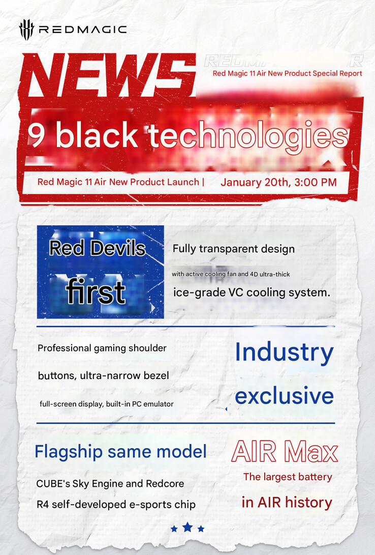 Les neuf technologies de pointe du téléphone (Image source : RedMagic - machine translated)