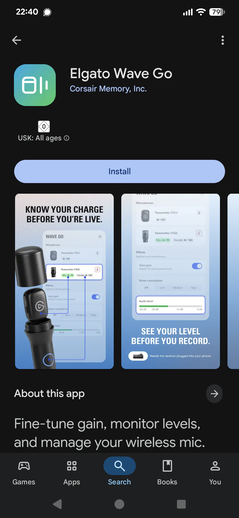 L’application Wave Go sur le Play Store
