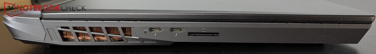 À gauche : 2x USB-C avec TB5 et PD, lecteur SD