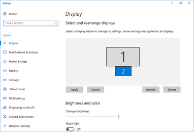 Windows reconnaît le trackpad comme un écran externe classique quand il est en mode Extension d'écran. L'écran secondaire peut être glissé vers différents coins de l'écran principal.